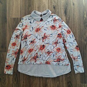 💙 Zac & Rachel Soft Stretchy Rayon Floral Shirt Blouse Size L